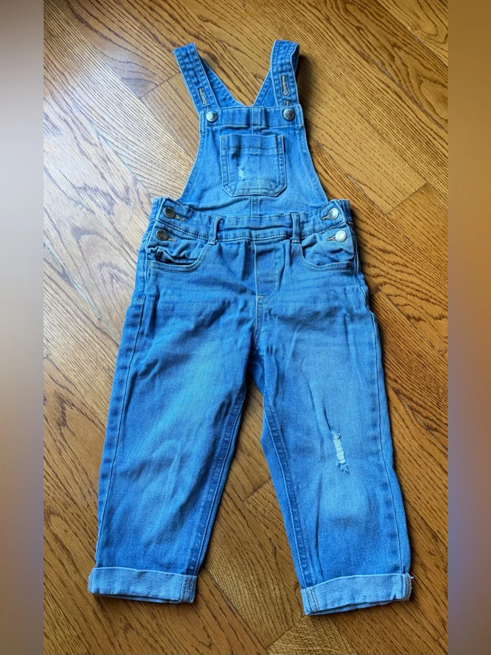 Old Navy Toddler Girls Denim Overalls Cuffed Crop Distressed Size 3T